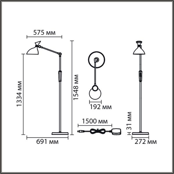 8330/15FL LEDIO белый, металл/пластик Торшер LED 15W 3000/4000/6000K 220-240V ССТ/диммер HORSA — изображение 4