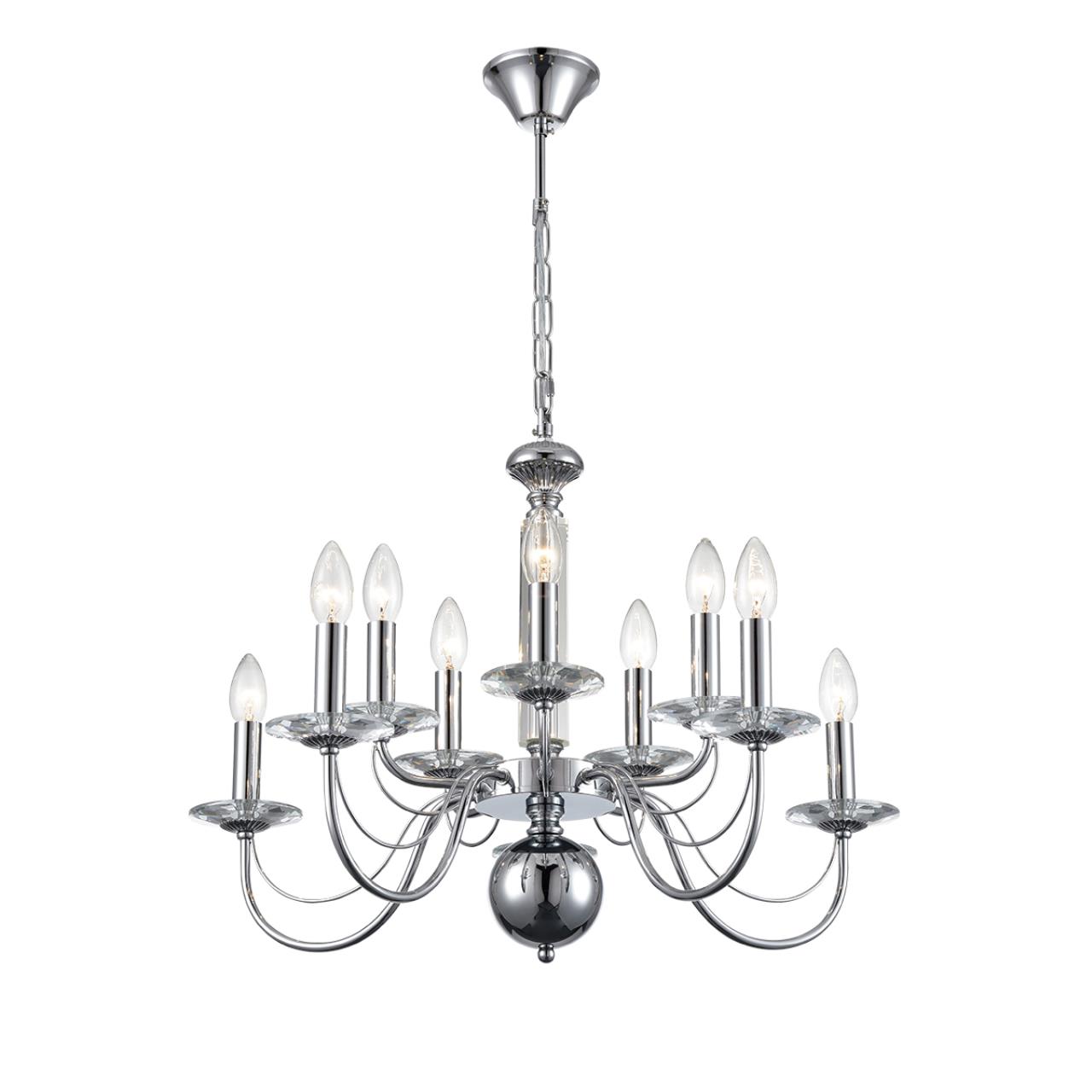 8034/10 CLASSI LN25 18 хром, металл/стекло Люстра подвесная Е14 10*40W 220V INCANTO — изображение 3