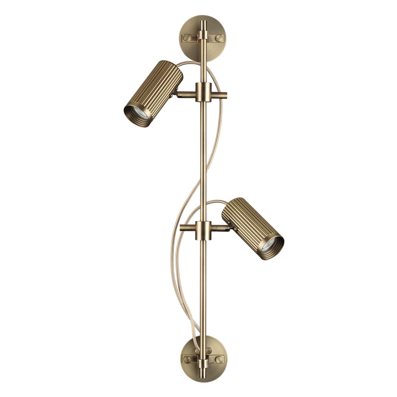 7013/2W HIGHTECH ODL25 683 Настенный св-к поворотный на 50°/180° металл/под латунь IP20 LED GU10 *2 10W 220V MANCHESTER