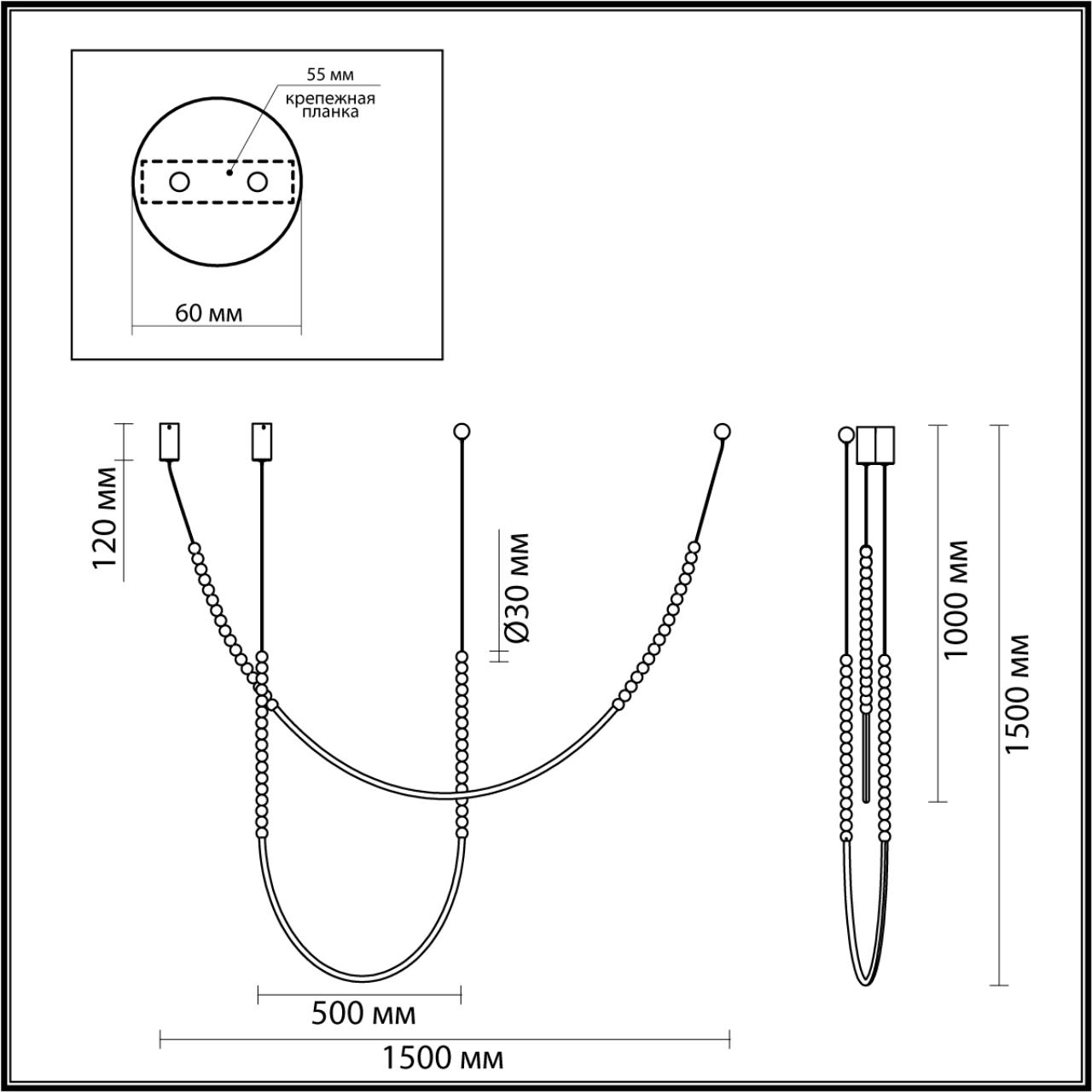 6639/24CL HIGHTECH ODL24 291 металл/античная бронза/белые бусы из акрила Потолочный светильник (в комплекте 2 нити) IP 20 LED 24W 3500K 220V MONELLA — изображение 4