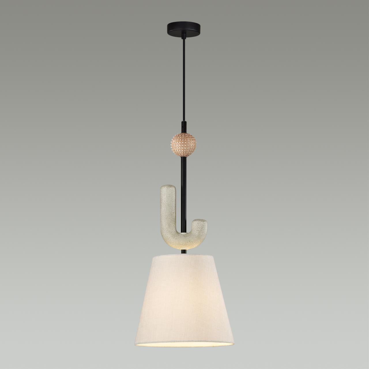 5410/1 MODERN ODL_EX24 167 черный матов./бежевый/металл/полирезин/ткань Подвес E14 1*40W BAGEL — изображение 4