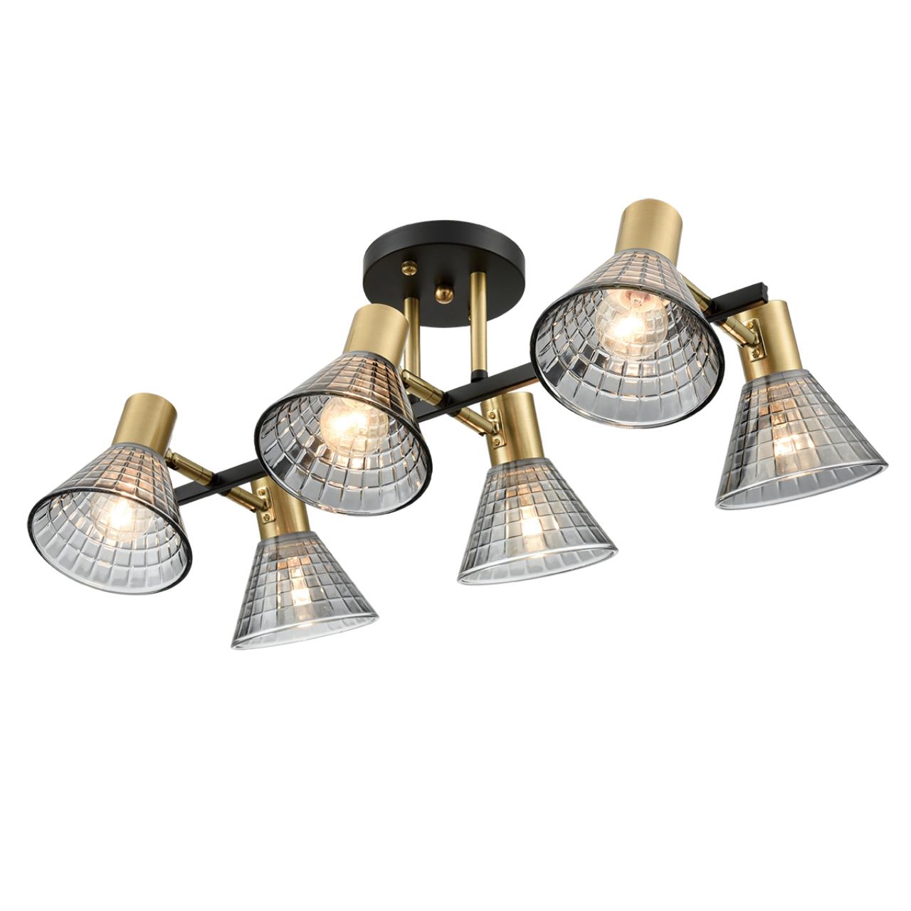 8044/6C MODERNI LN25 186 черный, латунь/дымчатый металл/стекло Люстра потолочная Е14 6*40W 220V ANRIYA — изображение 3