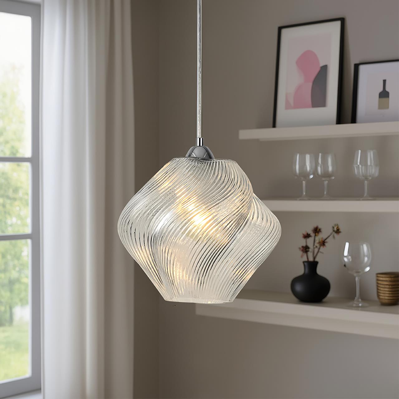 8288/1A MODERNI хром/прозрачный, металл/стекло Подвес E27 1*60W 220V TIDE — изображение 6