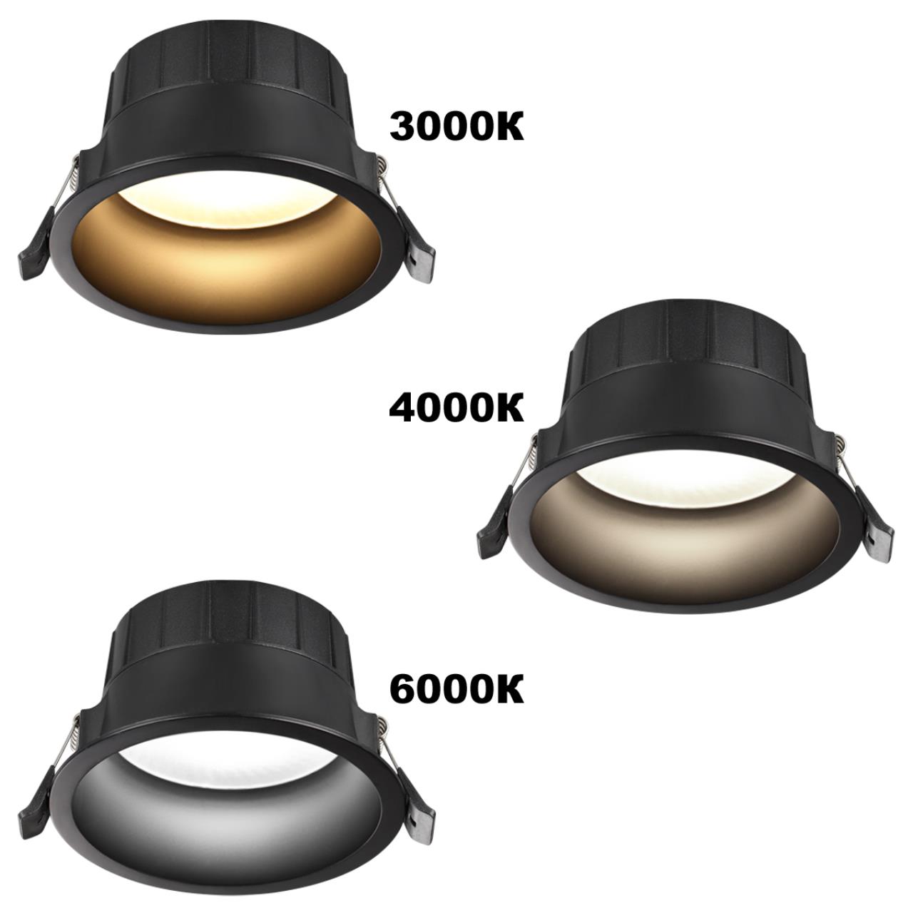 359552 WIR NT25 000 черный Светильник встраиваемый с переключателем цв. температуры IP44 LED 10W 220-240V 3000К4000К6000К CLARA — изображение 3