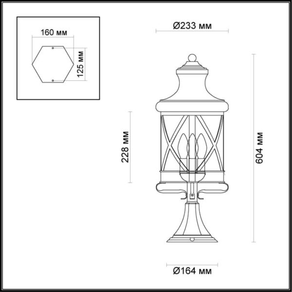 4045/3B NATURE ODL18 751 черный/зол.патина Уличный светильник на столб IP44 E14 3*60W 220V SATION — изображение 3