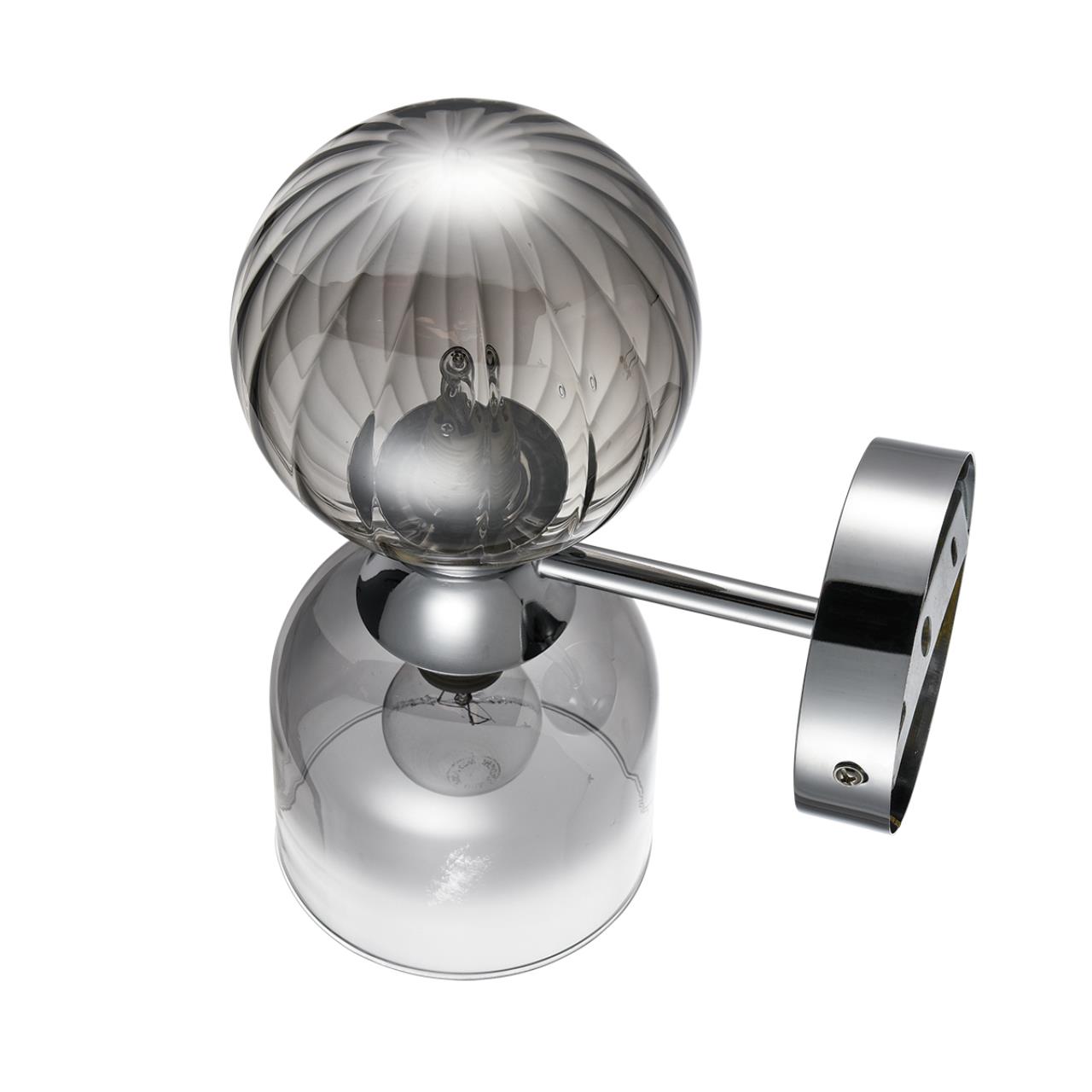 8114/2W MODERNI LN25 142 хром/дымчатый, металл/стекло Бра G9 30W + E14 40W 220V TAUNA — изображение 4