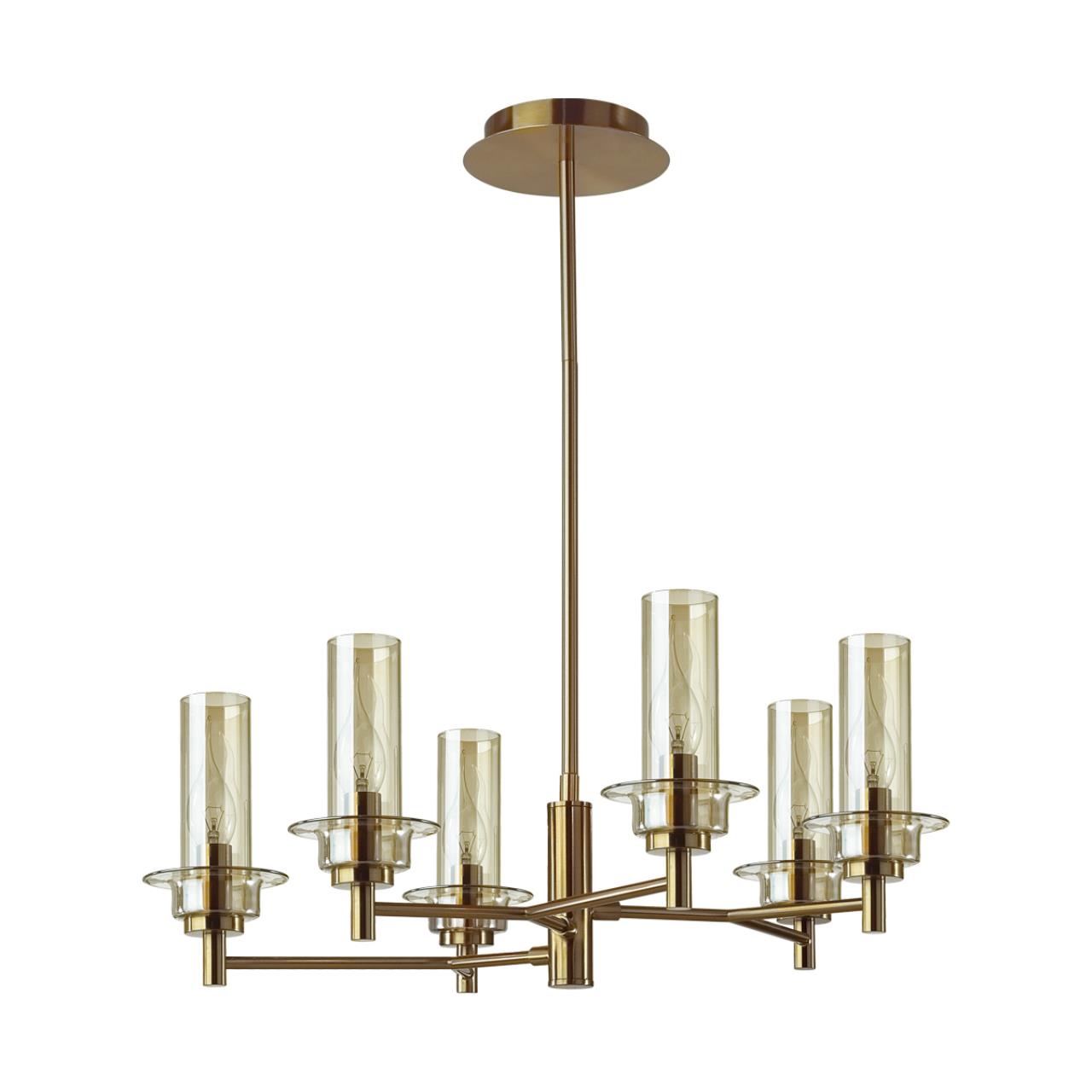 6554/6C CLASSI LN25 27 бронза/коньячный/металл/стекло Люстра потолочная E14 6*40W 220V MADONNA