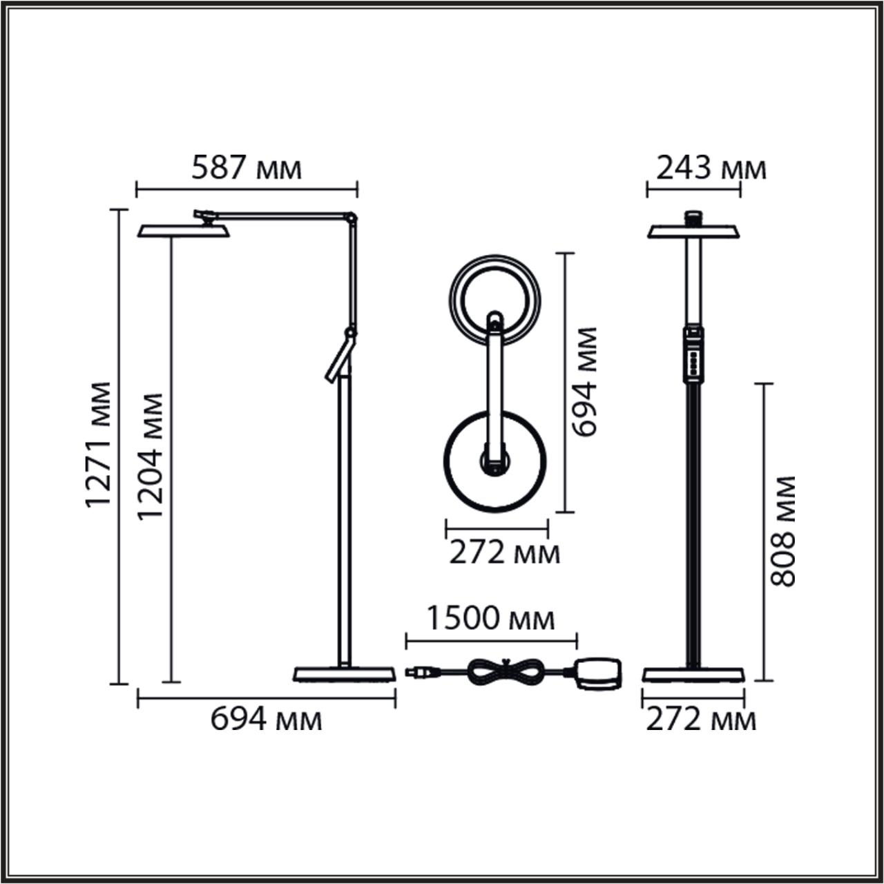 8333/15FL LEDIO серебро, металл/пластик Торшер LED 15W 3000/4000/6000K CCT/диммер/LCD 220-240V GENRI — изображение 4