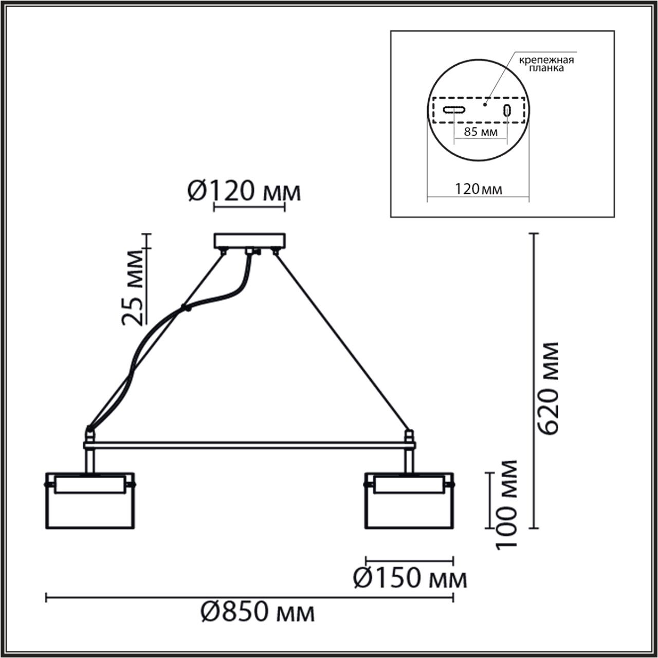 8232/8 COMFI LN25 193 черный/прозрачный, металл/стекло Светильник подвесной LED GX70 8*10W 220V NATALINA — изображение 4