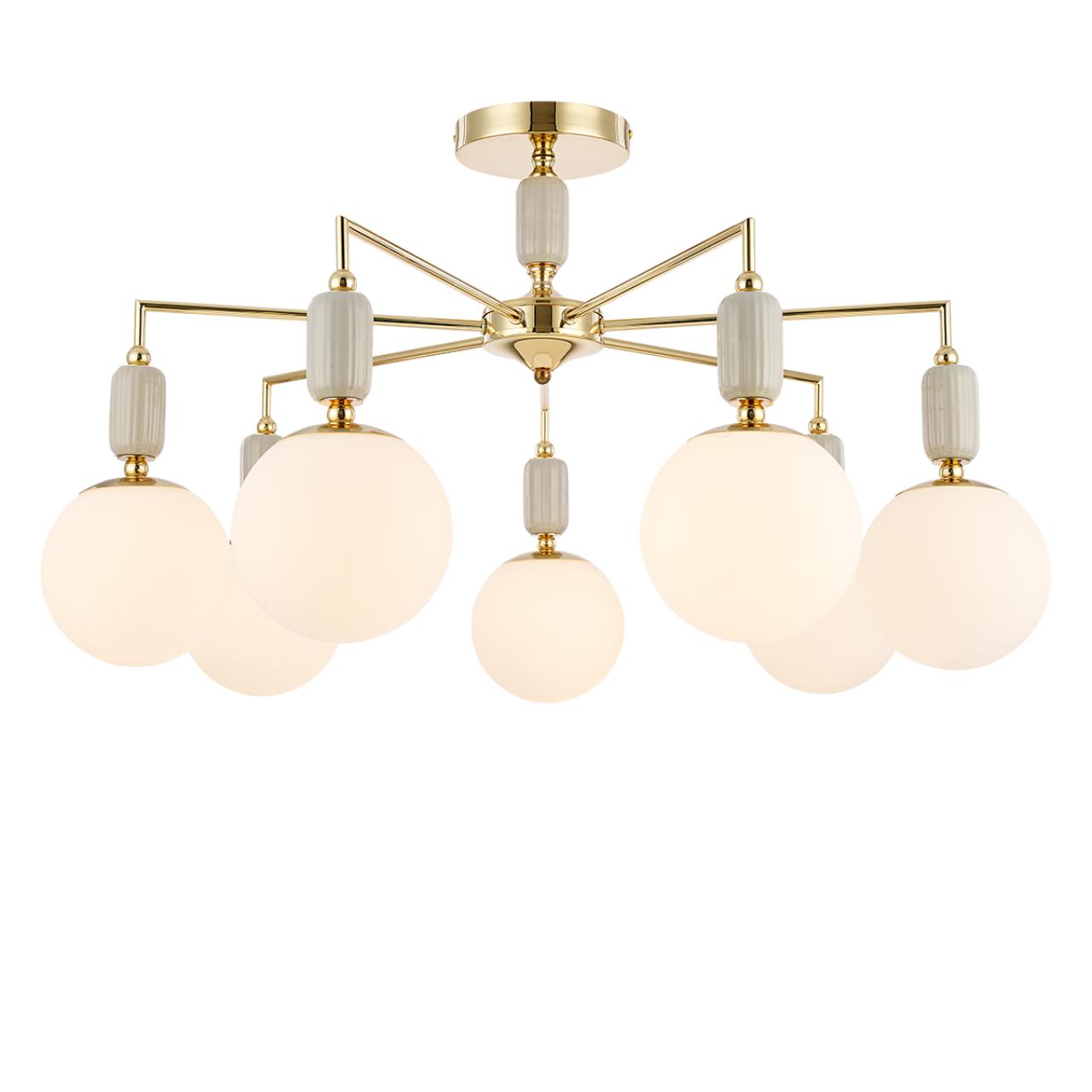 6580/7C CLASSI LN25 54 французское золото, серый/белый металл, керамика/стекло Люстра потолочная E14 7*40W 220V VIVIEN — изображение 3