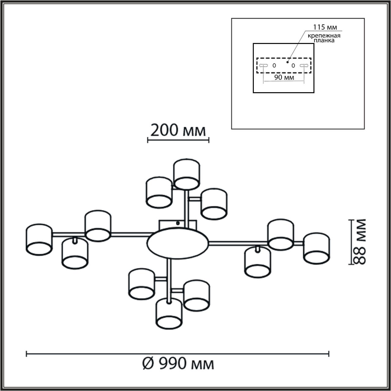 8235/12C COMFI LN25 200 белый, металл Люстра потолочная LED GX53 12*12W 220V GARETA — изображение 5