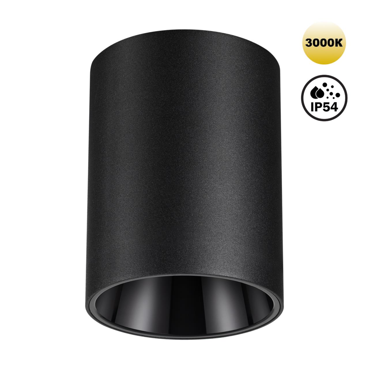 359422 OVER NT24 376 черный Светильник накладной влагозащищённый IP54 LED 15W 170-265V 3000К 1350Лм RECTE