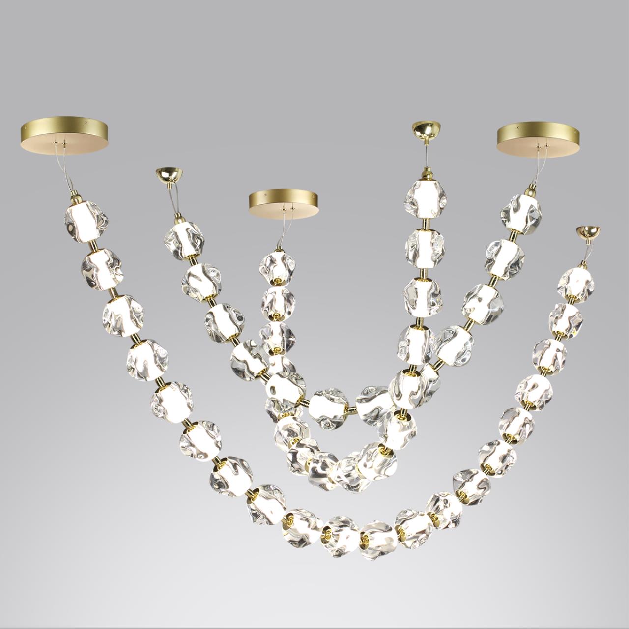 5085/48L L-VISION ODL25 557 золото/прозрачный/металл/акрил Подвес- бусы LED 48W 4000K 2400Лм JEMSTONE — изображение 5