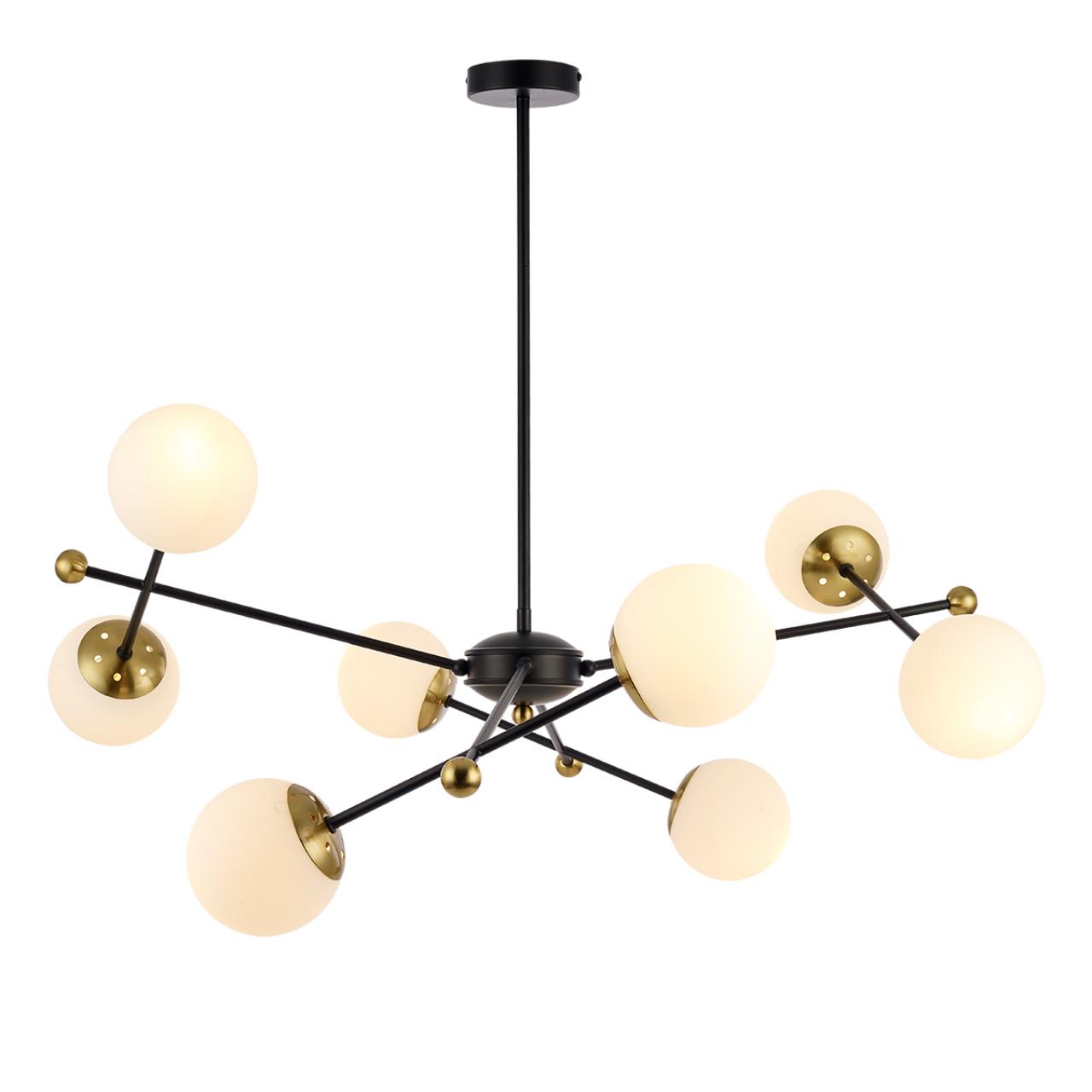 6581/8 MODERNI LN25 108 черный, золотой/белый металл /стекло Люстра потолочная E14 8*40W 220V MELODY — изображение 3
