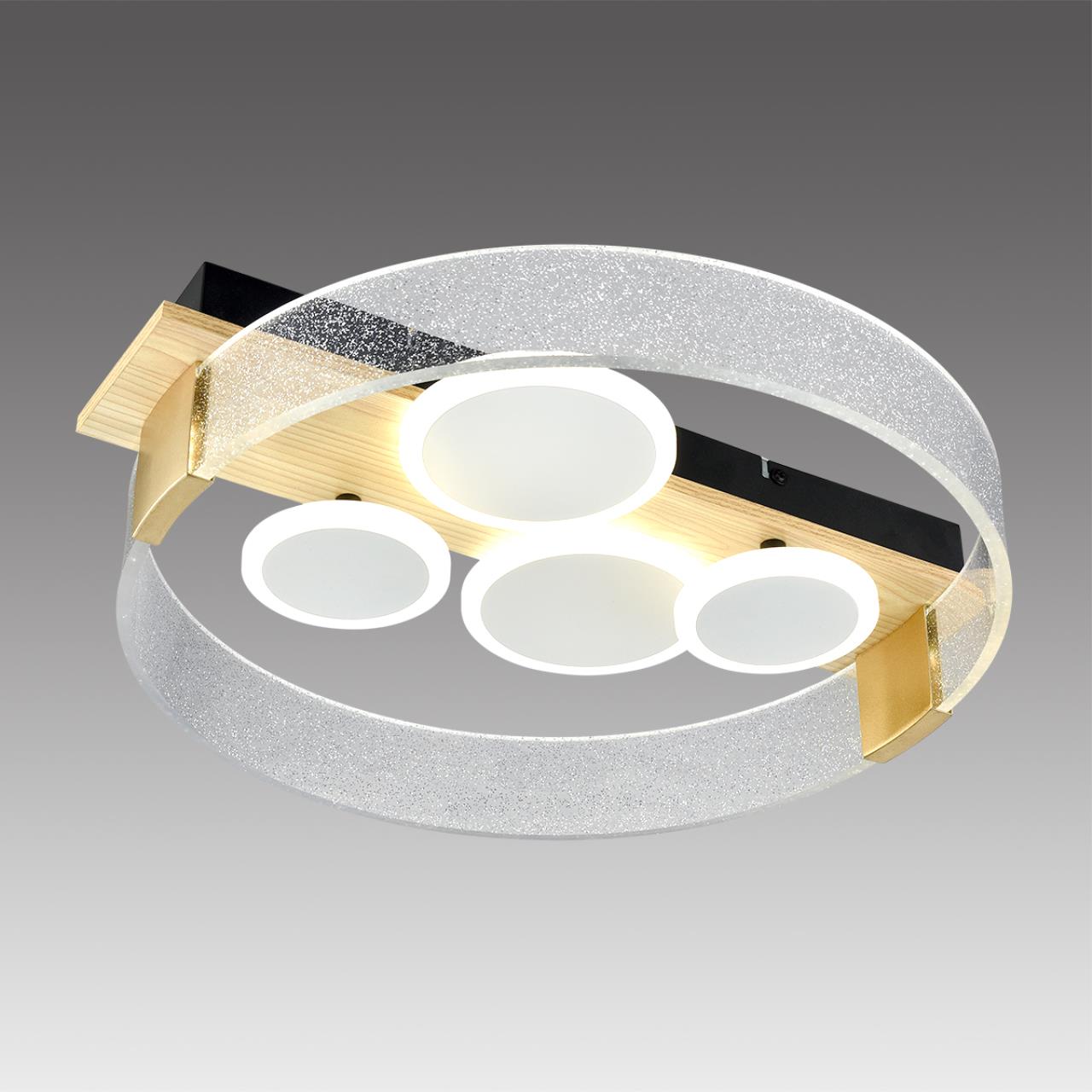 7742/40L MITRA LED SN 077 Светильник металл/акрил/МДФ/белый/под дерево/прозрачный/черный LED 40Вт 3000-6000К 470x420 IP20 пульт ДУ SPOTS — изображение 6