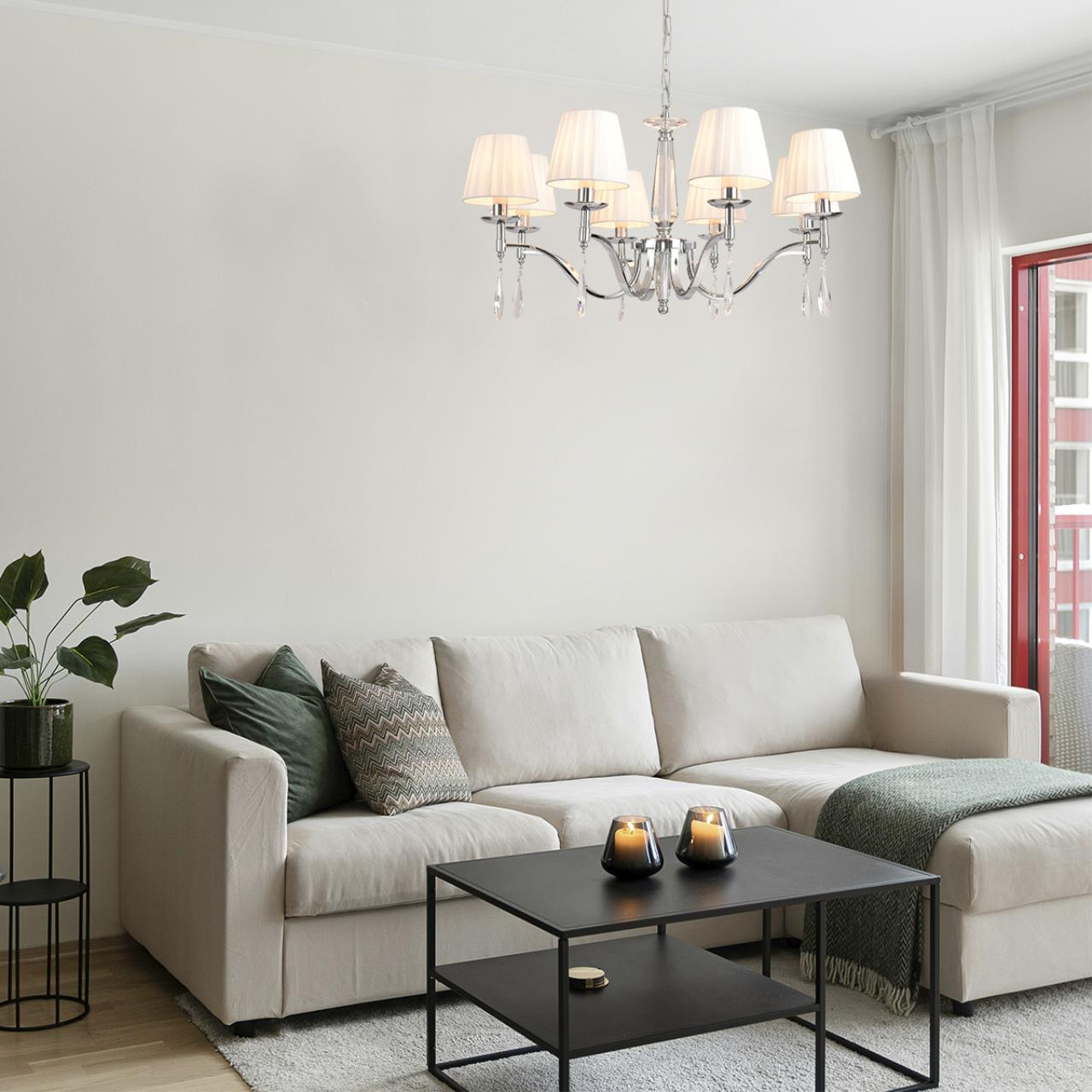 8316/8 CLASSI LN26 хром/белый, металл/хрусталь/текстиль Люстра E14 8*40W 220V MAGDA — изображение 6