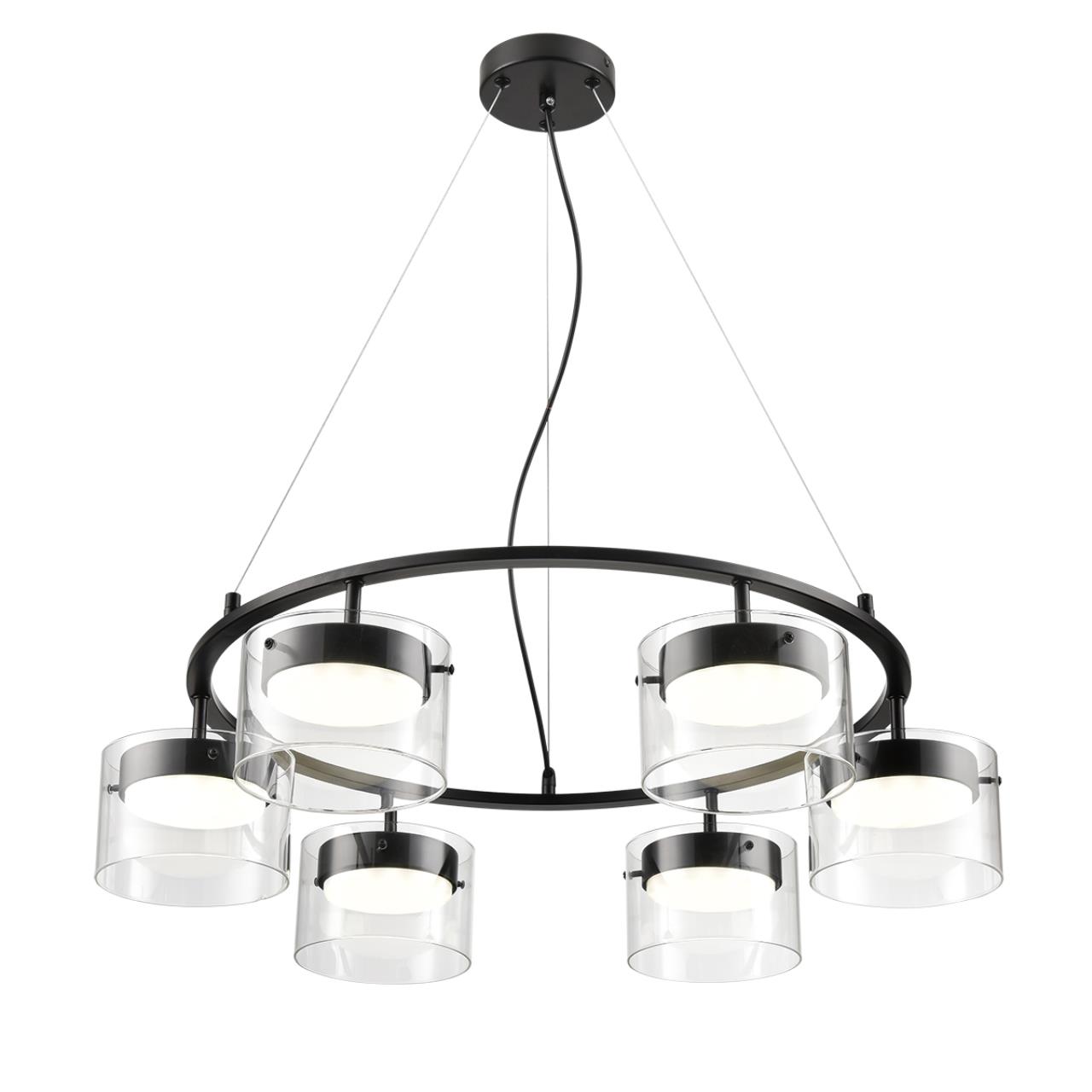 8232/6 COMFI LN25 193 черный/прозрачный, металл/стекло Светильник подвесной LED GX70 6*10W 220V NATALINA — изображение 3