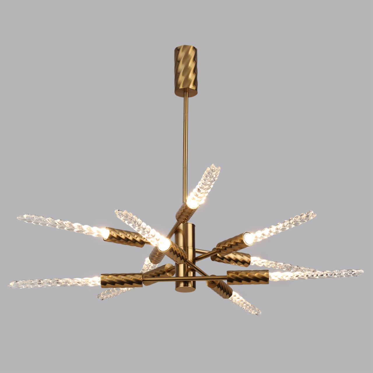 5449/28L L-VISION ODL_EX26 сатинированн.латунь/прозрачн./металл/стекло Люстра LED 28W (10*2.8W) 3000K 1260Лм KOLOS — изображение 6