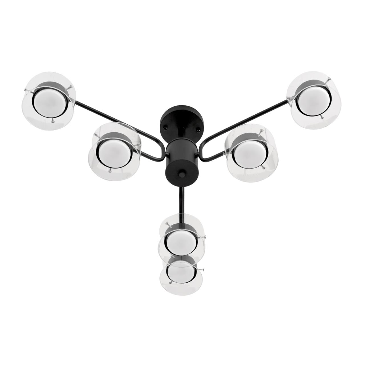 8349/6C COMFI черный/прозрачный, металл/стекло Светильник потолочный LED GX53 6*7W 220V NATALINA — изображение 5