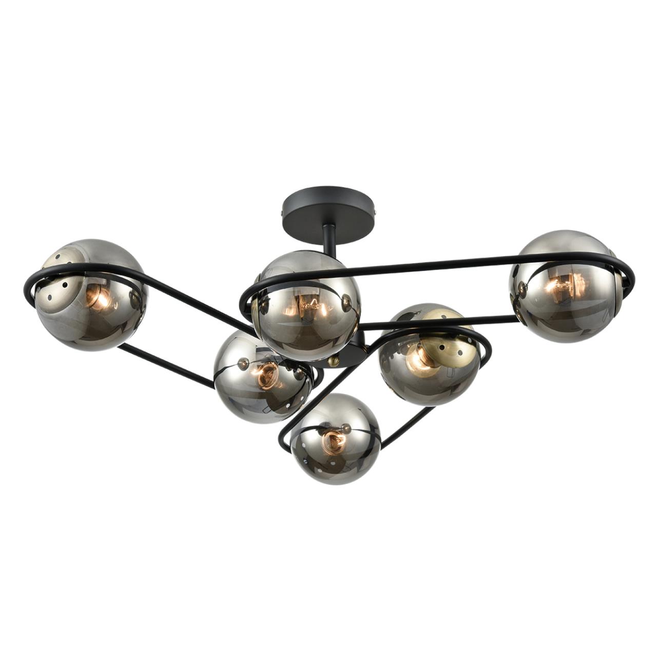 8060/6C COMFI LN24 черный/дымчатый металл/стекло Люстра потолочная E27 6*60W 220V CAMILIE — изображение 3