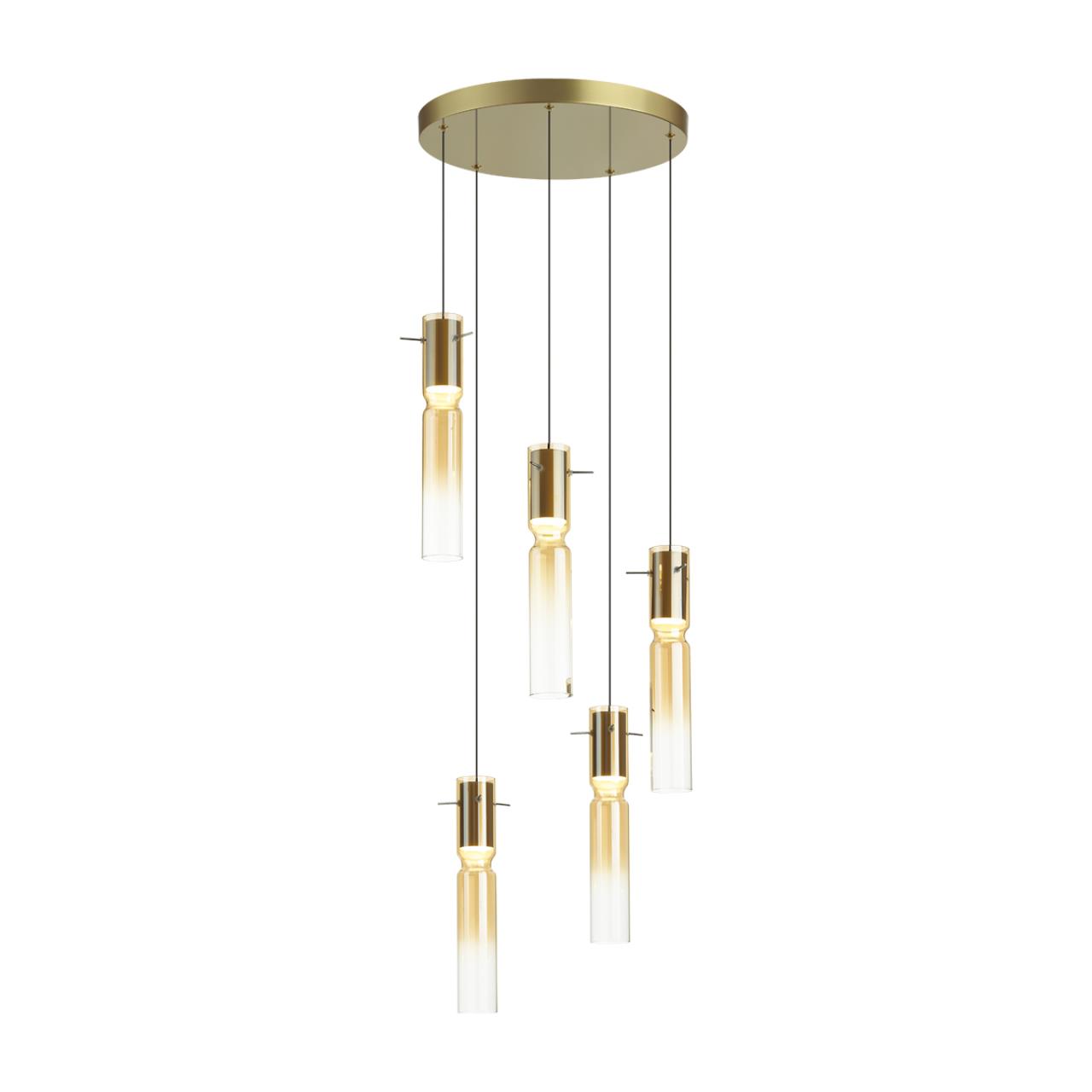 5058/25LA PENDANT ODL24 461 золотой/янтарный/металл/стекло Люстра каскадная LED 5*5W 3000K SCROW