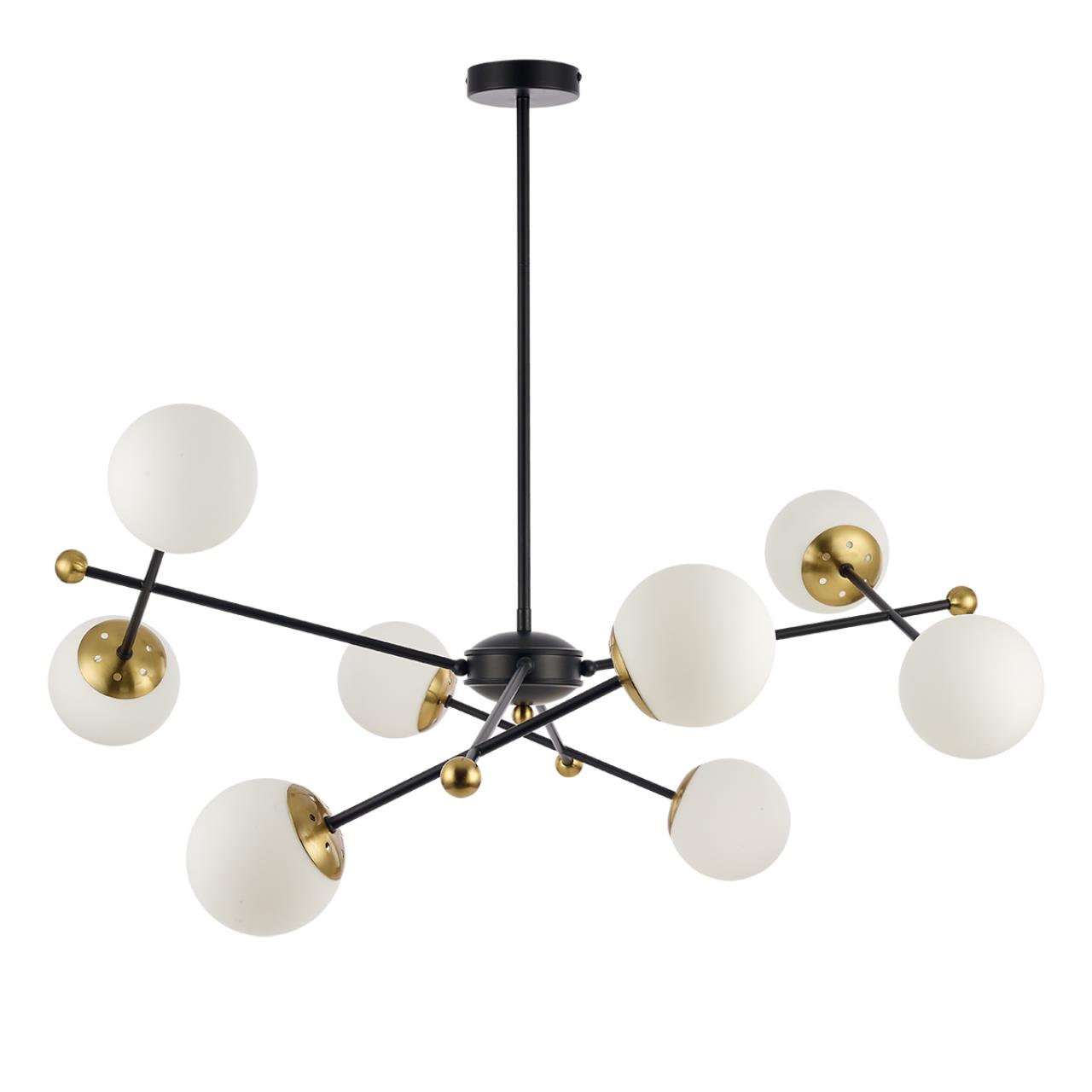 6581/8 MODERNI LN25 108 черный, золотой/белый металл /стекло Люстра потолочная E14 8*40W 220V MELODY