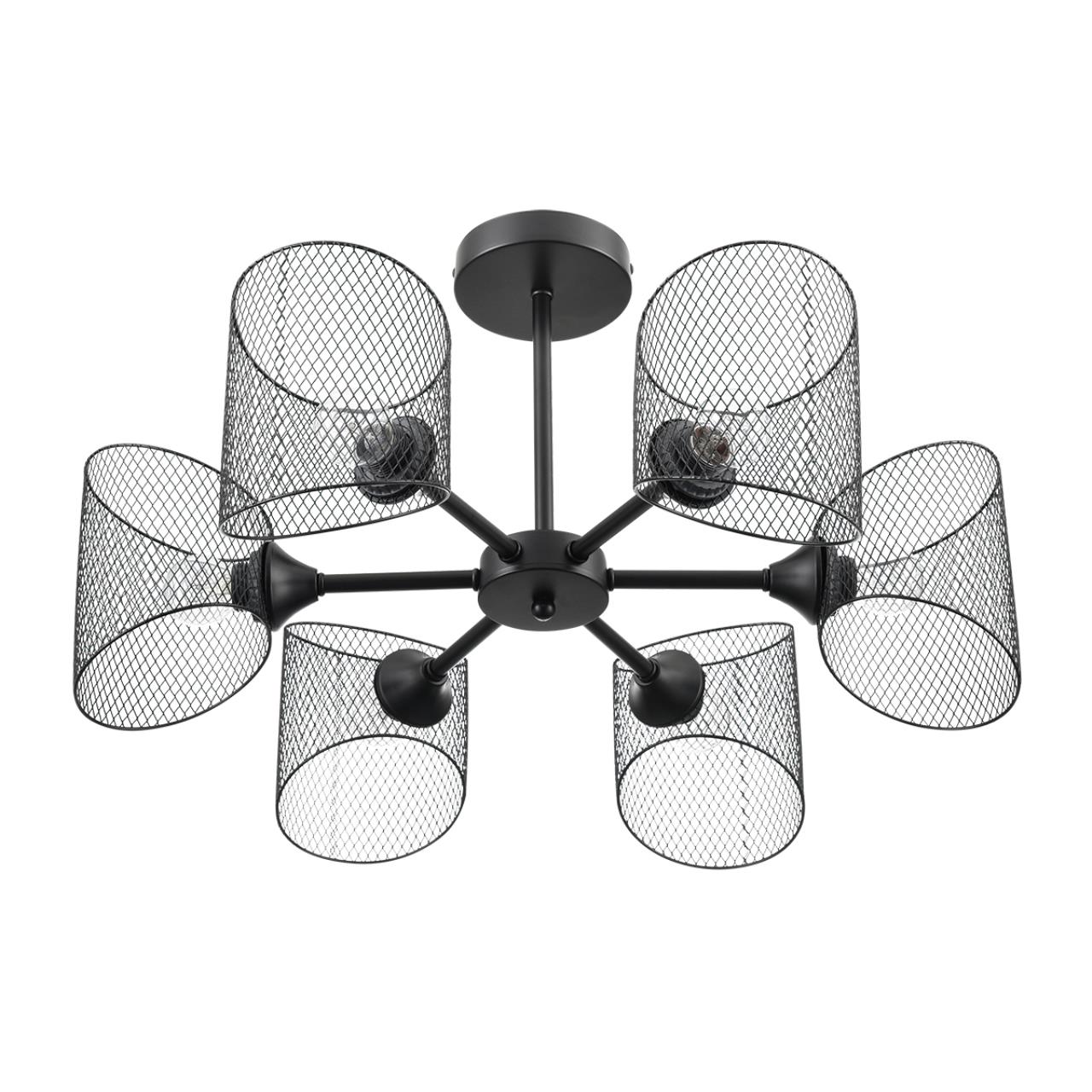 8238/6C COUNTY LN25 258 черный металл Люстра потолочная Е27 6*60W 220V TIDINA