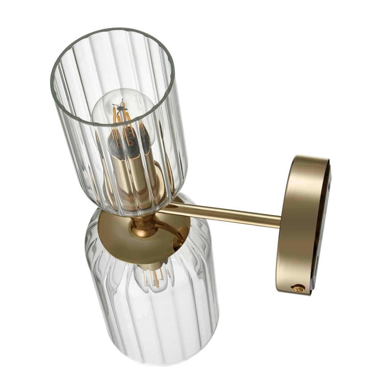 6586/2W MODERNI LN25 89 золото/прозрачный, металл/стекло Бра E14 2*40W 220V KASSIA — изображение 5