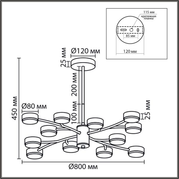 8265/12 COMFI LN26 металл, белый Люстра GX53 LED 12*7W 220V TORINA — изображение 5