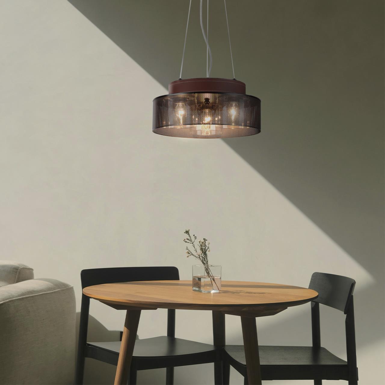 6598/3C MODERNI LN25 156 черный/черный. коричневый металл, эко кожа/металл, стекло Подвесной светильник Е27 3*60W 220V BASALTO — изображение 6