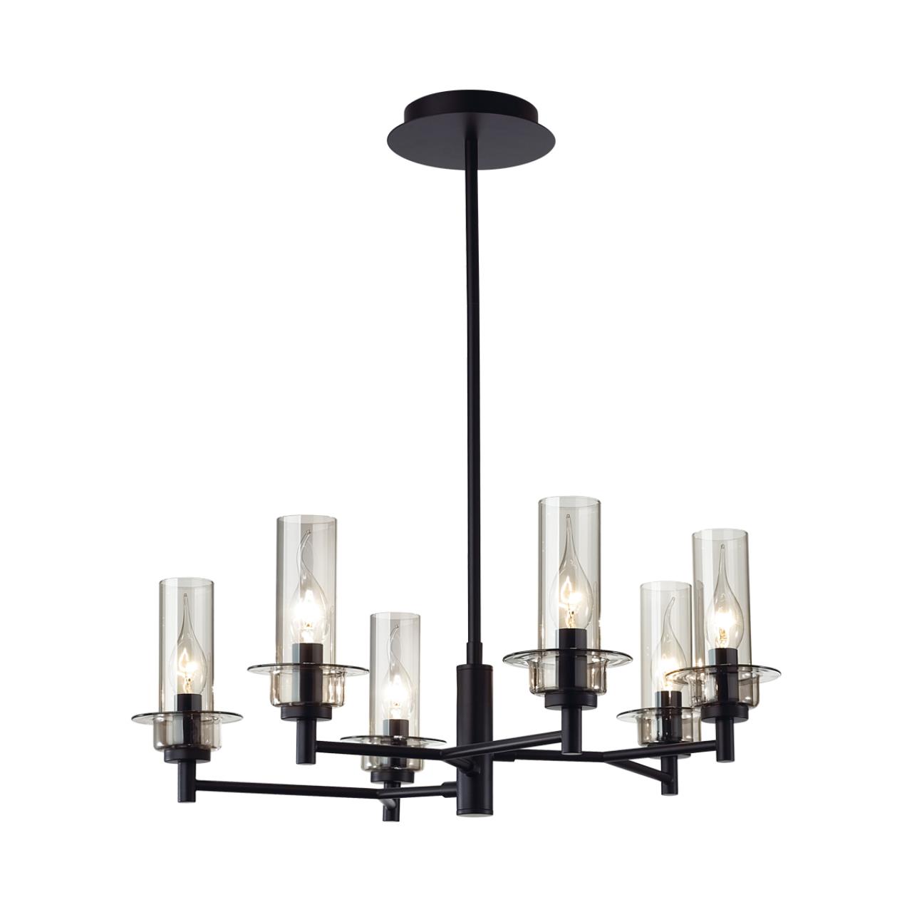 6555/6C CLASSI LN25 29 черный/дымчатый/металл/стекло Люстра потолочная E14 6*40W 220V MADONNA — изображение 3