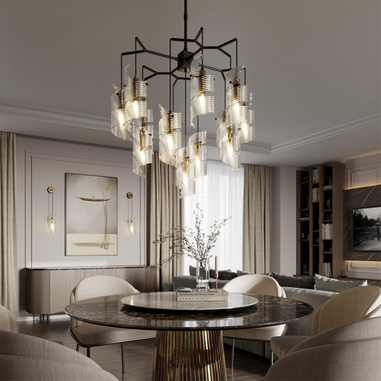 5439/13 MODERN ODL_EX25 87 черный/золото/металл/стекло Люстра E14 13*40W FUSILLI — изображение 6