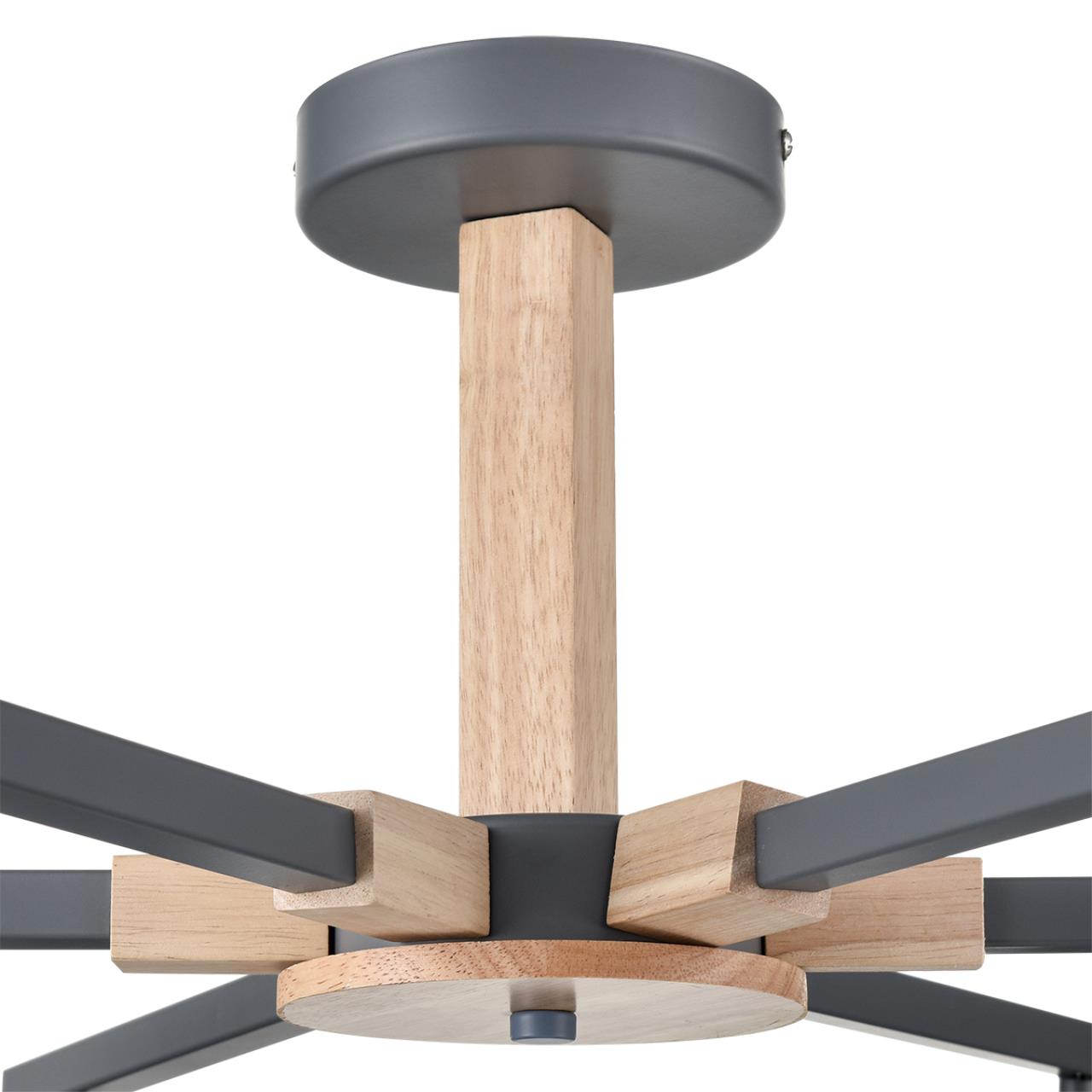 8096/6C MODERNI LN25 267 серый/серый металл, дерево/металл Люстра потолочная Е27 6*60W 220V COLANGE — изображение 5