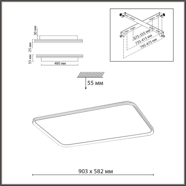 7751/130L MITRA LED SN 105 Светильник металл/PMMA/белый LED 130Вт 4500К 903х582 IP20 BETA — изображение 4