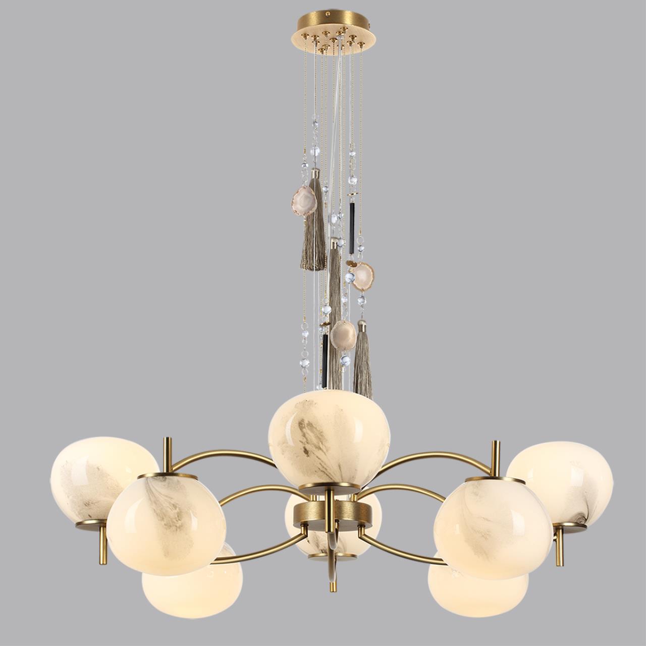 5432/8 MODERN ODL_EX25 115 золотой(под латунь)/стекло/кисточка/агат Люстра E14 8*40W FIOLENT — изображение 6