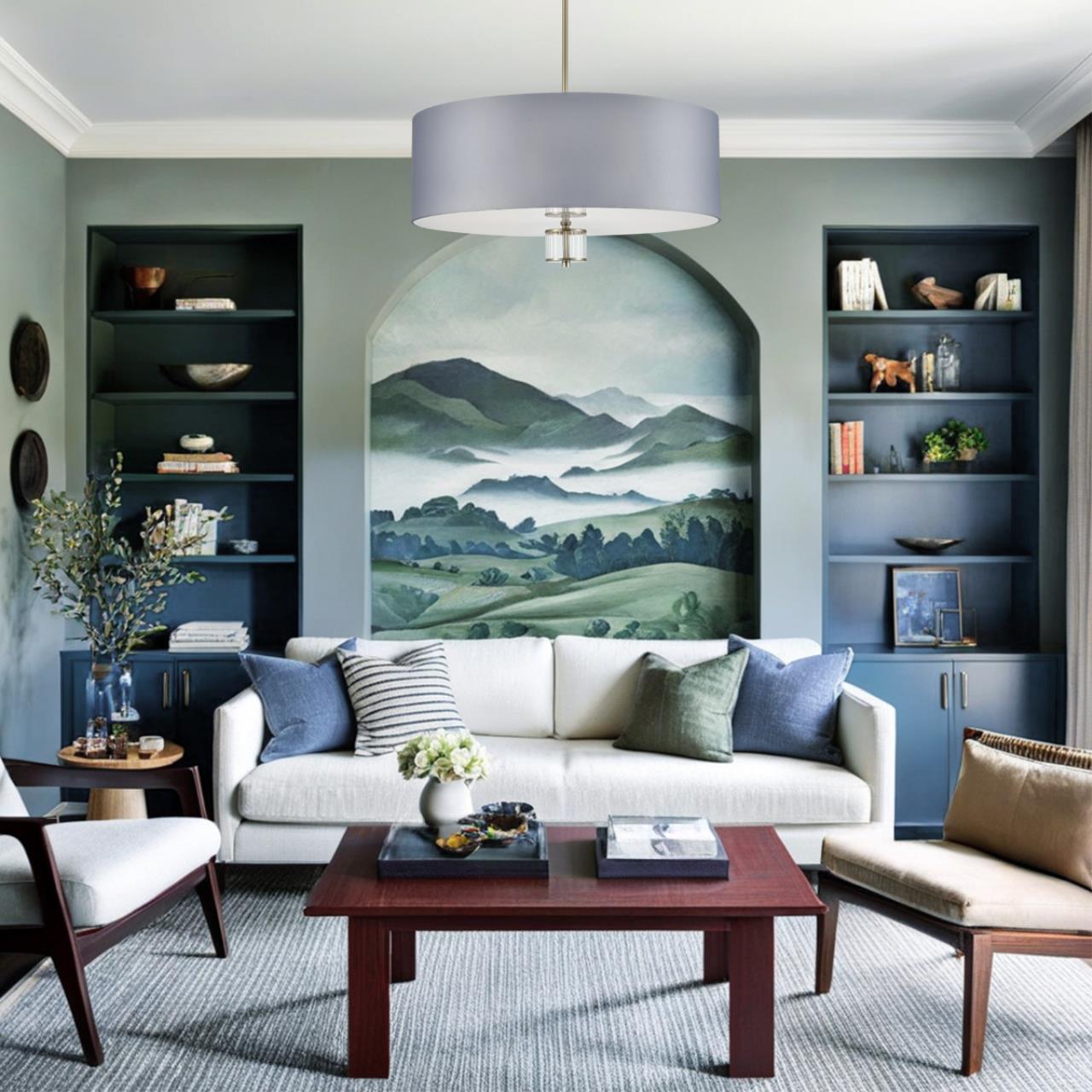 8108/7C MODERNI LN25 131 латунь титаниум/серый, металл/текстиль/стекло Люстра потолочная E14 7*40W 220V DAMONA — изображение 6