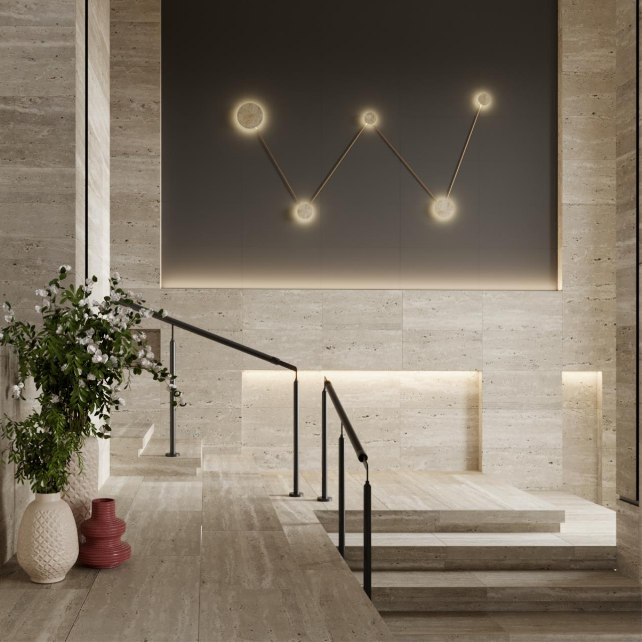 6625/25WL HIGHTECH ODL24 225 бежевый/металл/травертин Настенный светильник IP20 LED 24W 3000K 220V TRAVERTINO — изображение 5