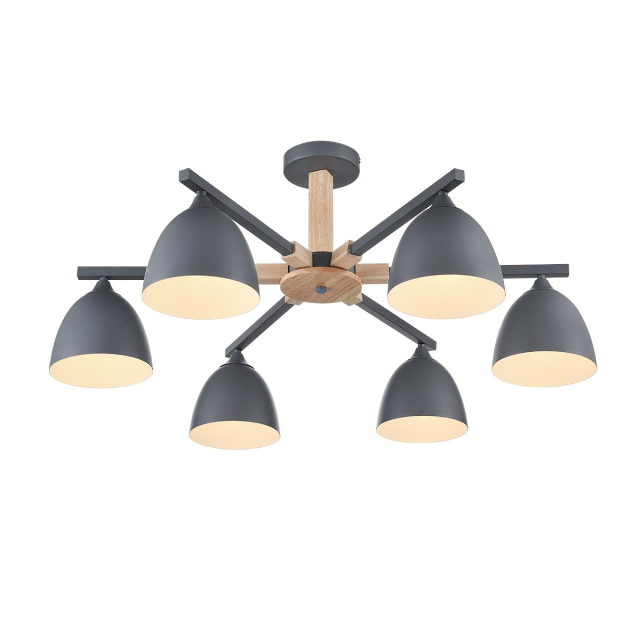 8096/6C MODERNI LN25 267 серый/серый металл, дерево/металл Люстра потолочная Е27 6*60W 220V COLANGE — изображение 3