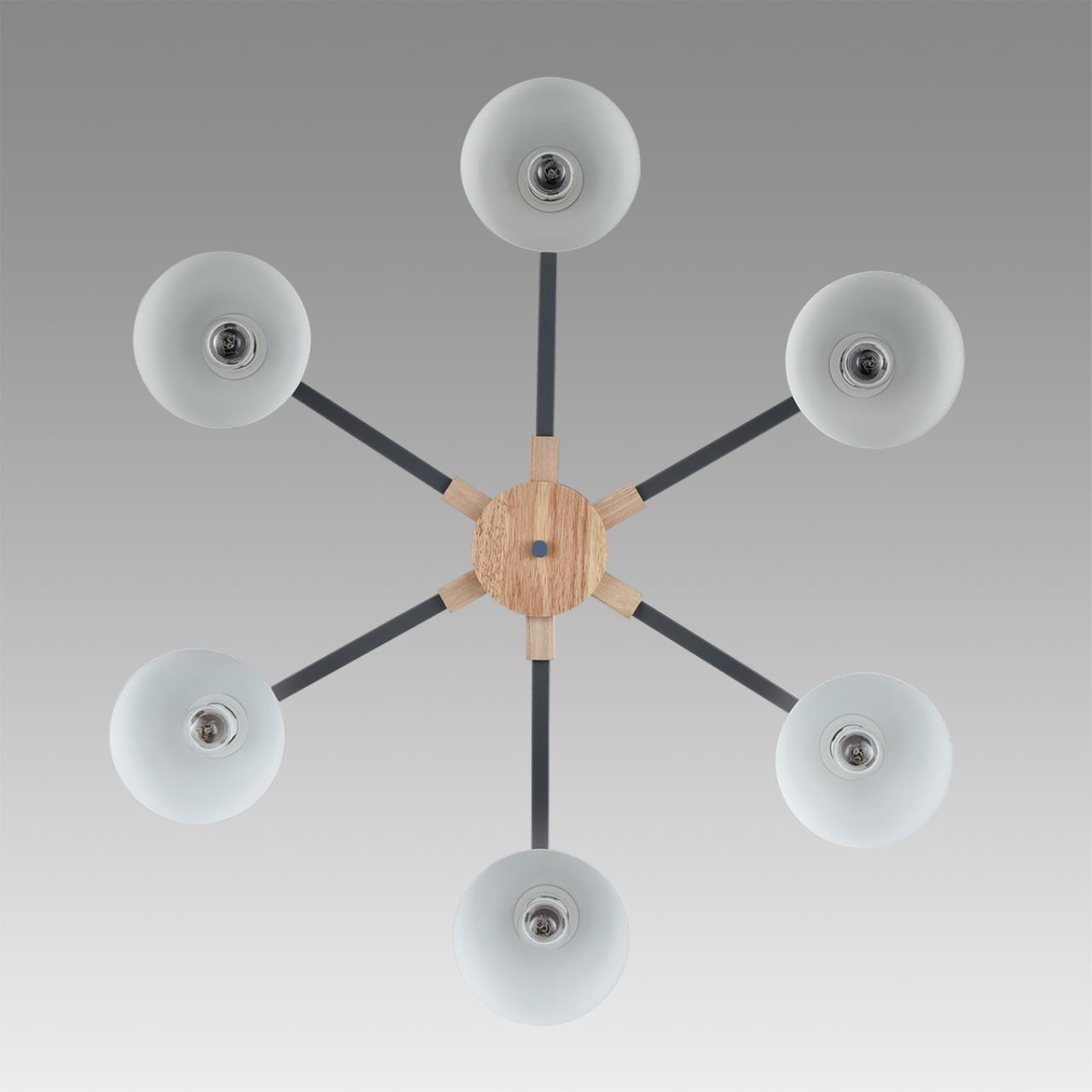 8096/6C MODERNI LN25 267 серый/серый металл, дерево/металл Люстра потолочная Е27 6*60W 220V COLANGE — изображение 7