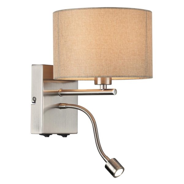 8250/2W MODERNI LN25 000  никель/бежевый, металл/текстиль бра Е14 40W+ LED 3W 4000K 220V NIKKI — изображение 3