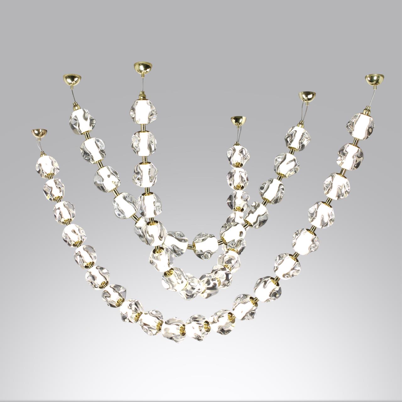 5085/48L L-VISION ODL25 557 золото/прозрачный/металл/акрил Подвес- бусы LED 48W 4000K 2400Лм JEMSTONE — изображение 6