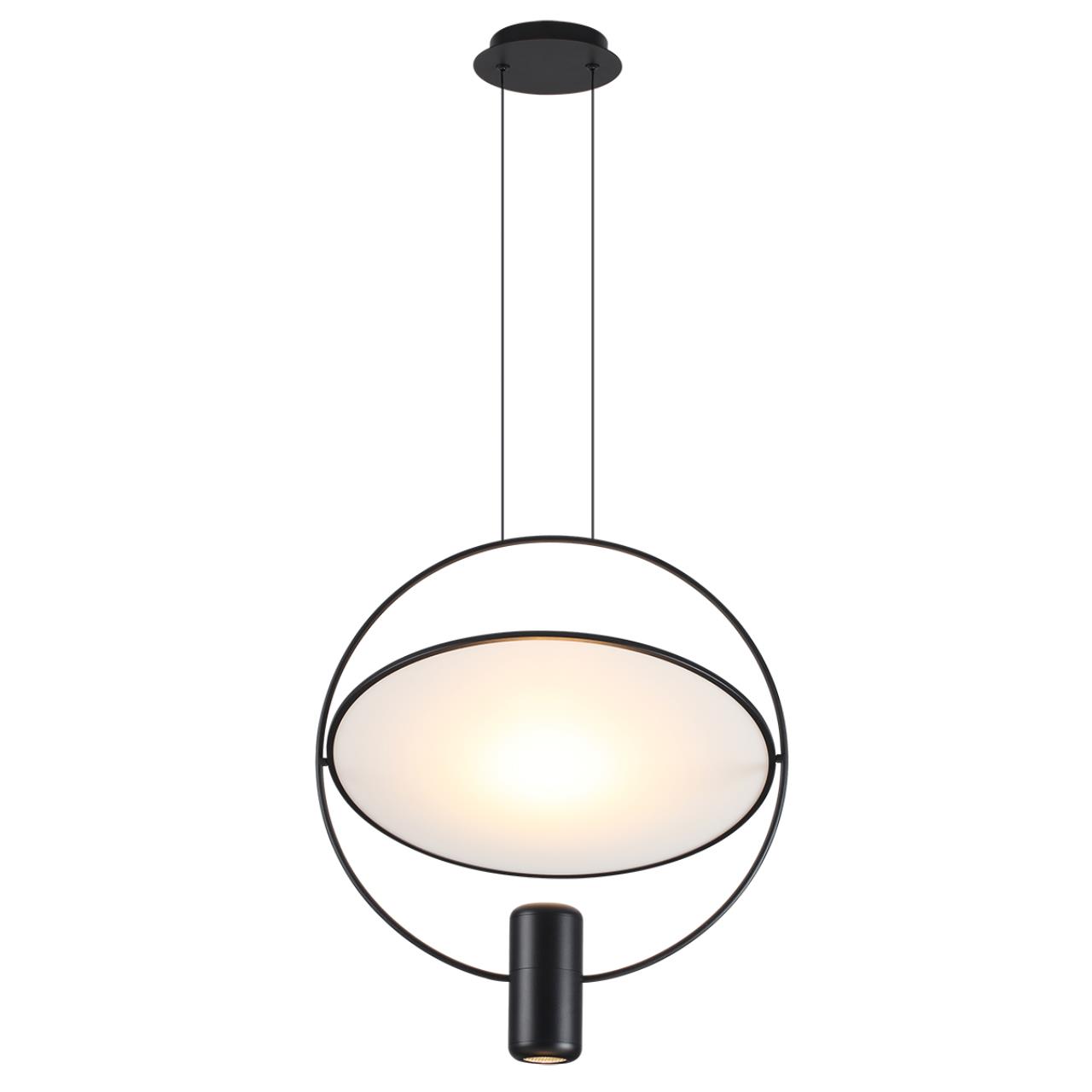 7029/2L HIGHTECH ODL25 285 черный/бел матовый металл/акрил Подвесной светильник черный поворотный 150° IP20 LED GU10 2*7W ORBITE — изображение 4