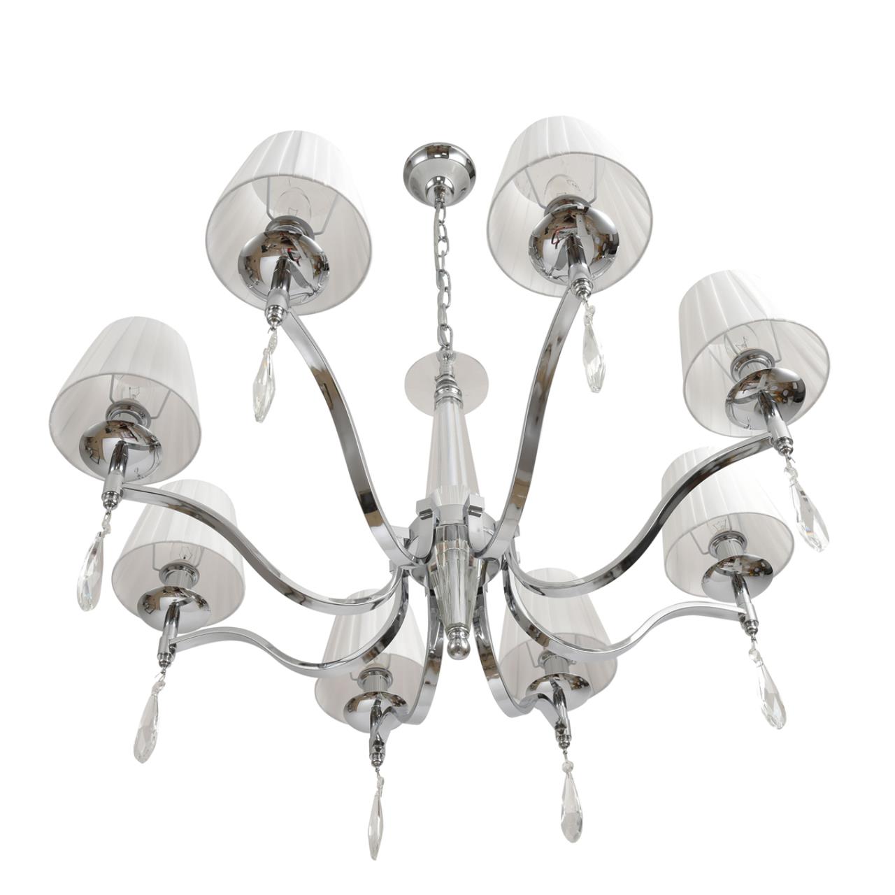 8316/8 CLASSI LN26 хром/белый, металл/хрусталь/текстиль Люстра E14 8*40W 220V MAGDA — изображение 5