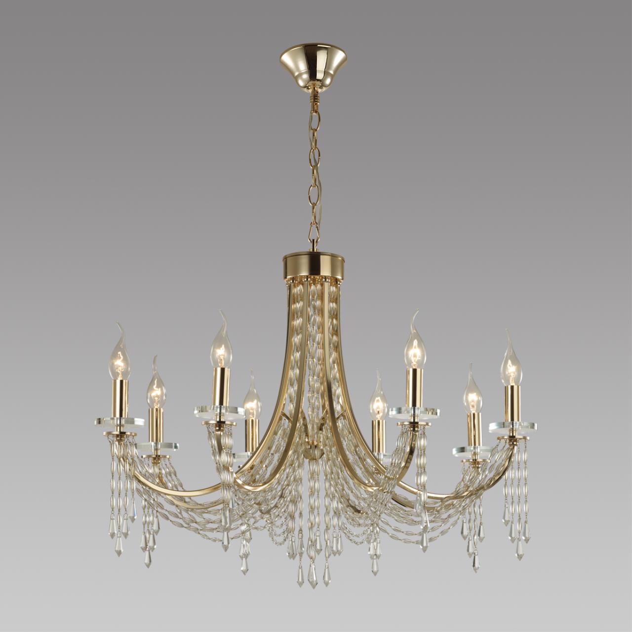 5063/8 CLASSIC ODL24 647 золото/прозрачный/металл/хрусталь Люстра E14 8*40W CAPEL — изображение 5