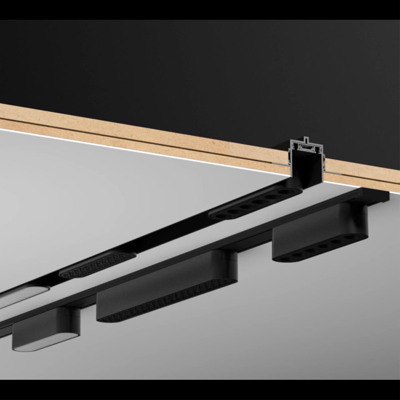 135195 SHINO NT23 166 черный Низковольтный накладной шинопровод 2м, заглушки в комплекте IP20 48V SMAL — изображение 5