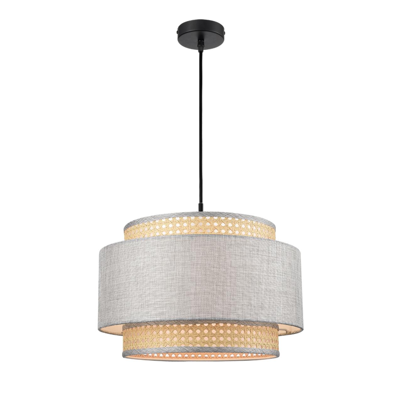 8043/1 MODERNI LN25 266 черный/серый/бежевый, металл/текстиль/ротанг Подвесной светильник Е27 1*60W 220V LAUNA — изображение 3