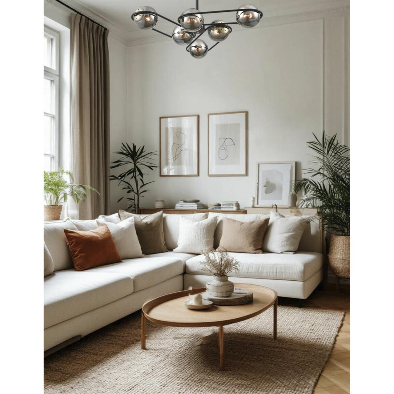 8060/6C COMFI LN24 черный/дымчатый металл/стекло Люстра потолочная E27 6*60W 220V CAMILIE — изображение 7