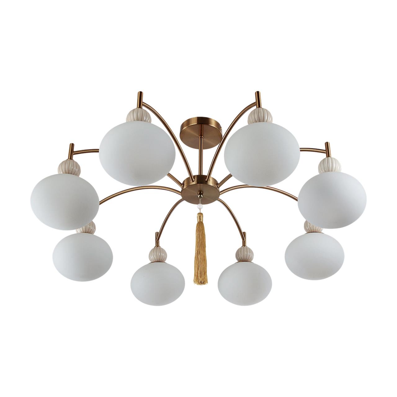 8272/8C NEOCLASSI латунь/бежевый/белый, металл/керамика/стекло Люстра потолочная Е14 8*40W 220V GLORIYA — изображение 5