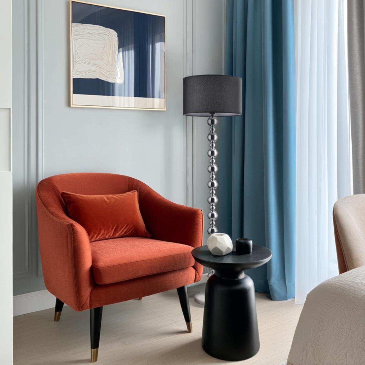 8079/1F NEOCLASSI LN25 369 хром/черный металл/текстиль Торшер E27 1*60W 220V NAVILA — изображение 8