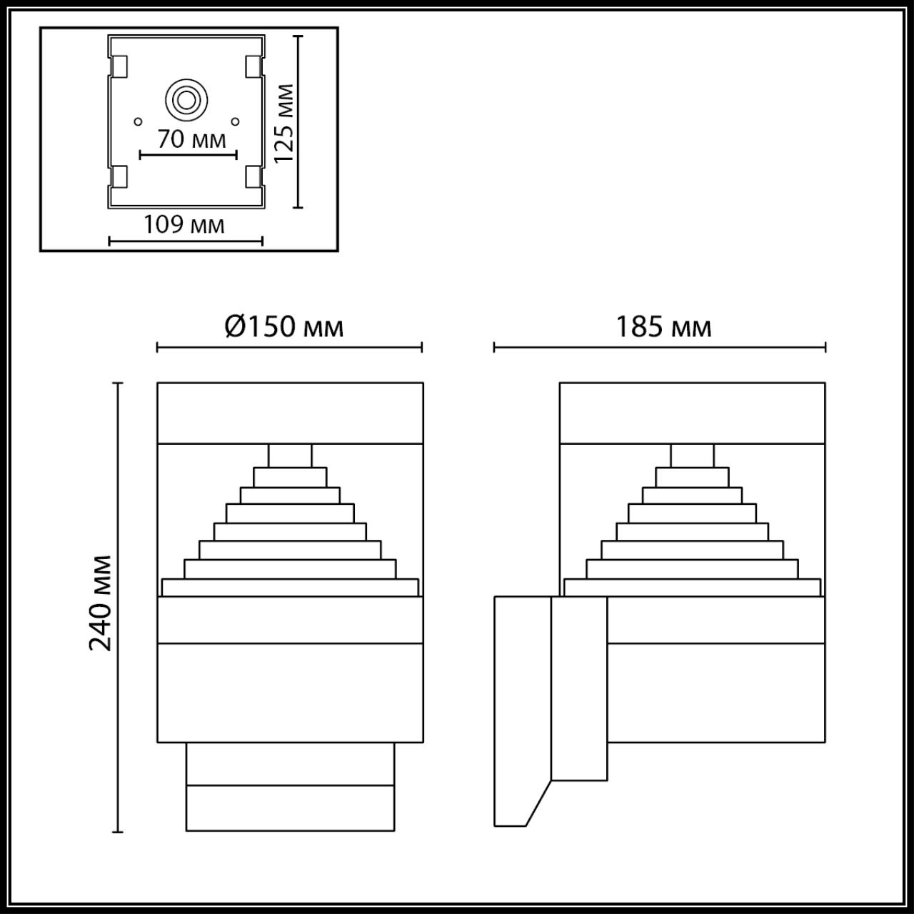 7140/20WL NATURE ODL25 Настенный светильник черный/металл IP54 LED 20W 652Лм 245° 3000K 85-265V HULK — изображение 5